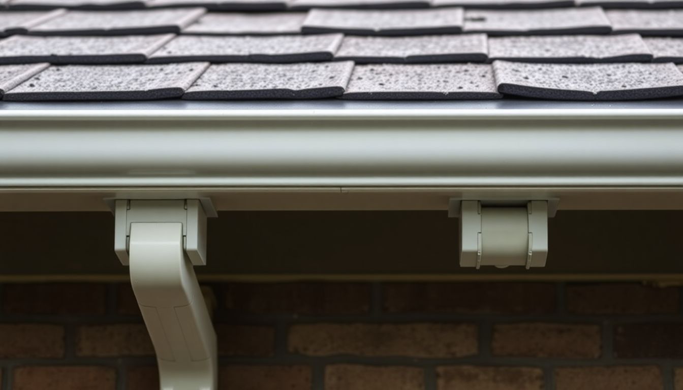 Clean, properly aligned gutters with well-positioned downspouts demonstrating effective roof leak prevention and proper roof maintenance practices