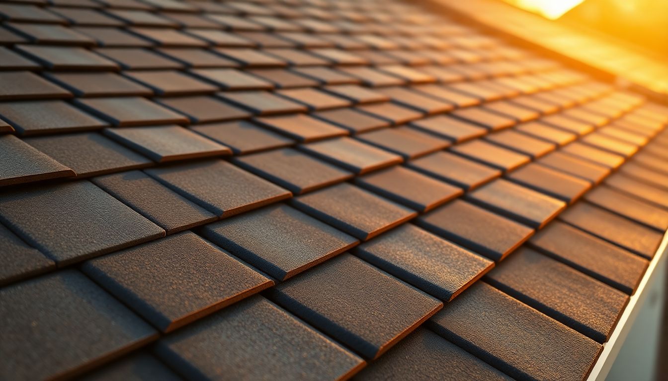 Close-up view of well-maintained roof shingles with perfect alignment and clean gutters, showcasing effective roof leak prevention and proper roof maintenance practices